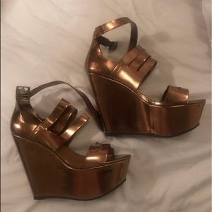 Copper Gold Chunky Heels